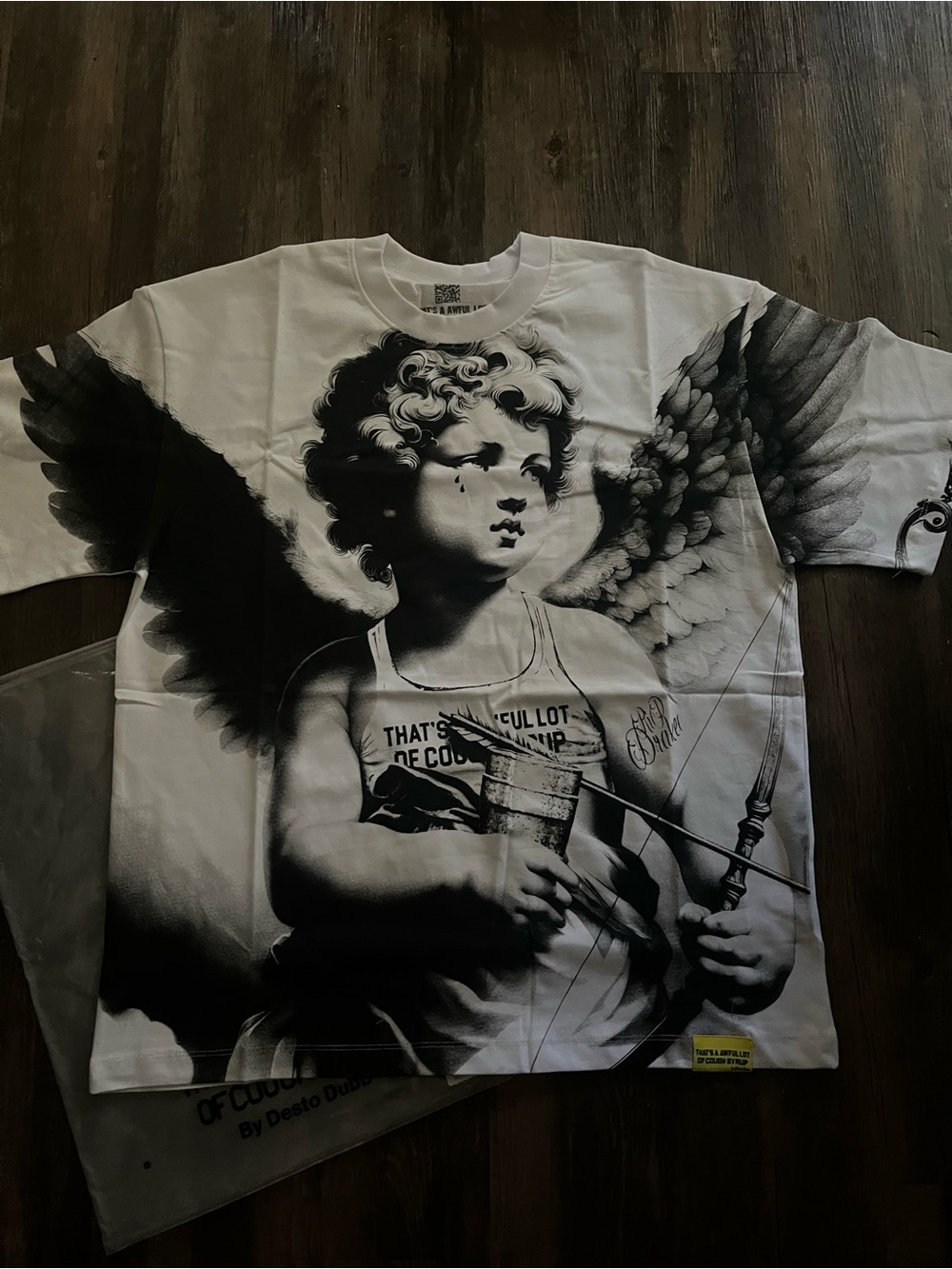 Angelic Cherub Graphic Art Print — Black & White Accent